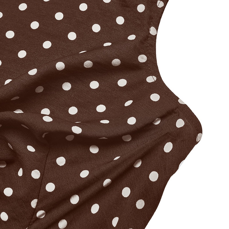 Robe courte dos nu à pois et col bénitier