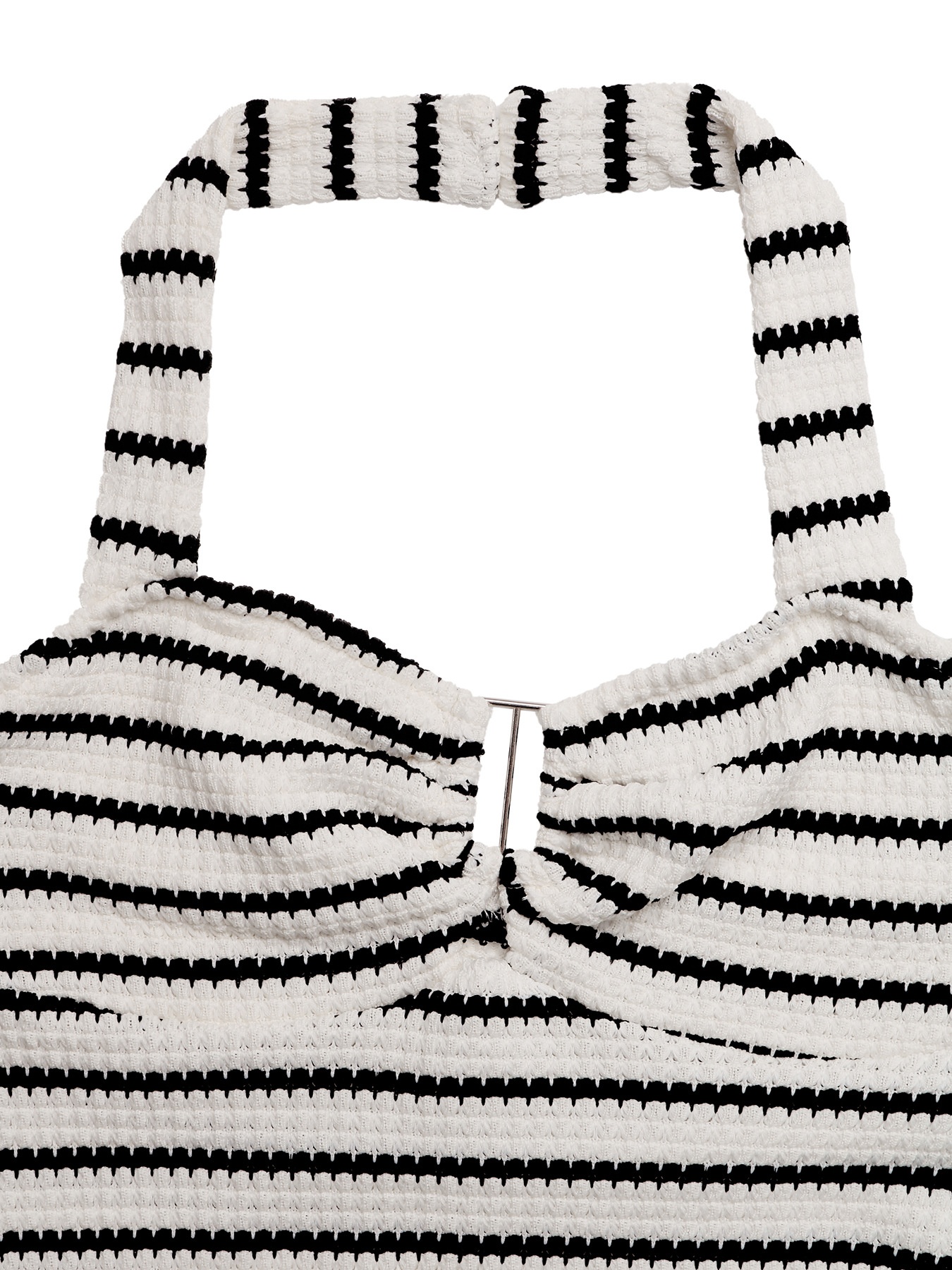 Robe mini moulante rayée à col halter