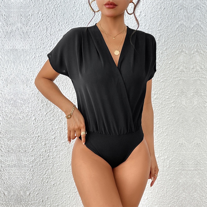 Women's V-Neck Wrap Bodysuit Blouse