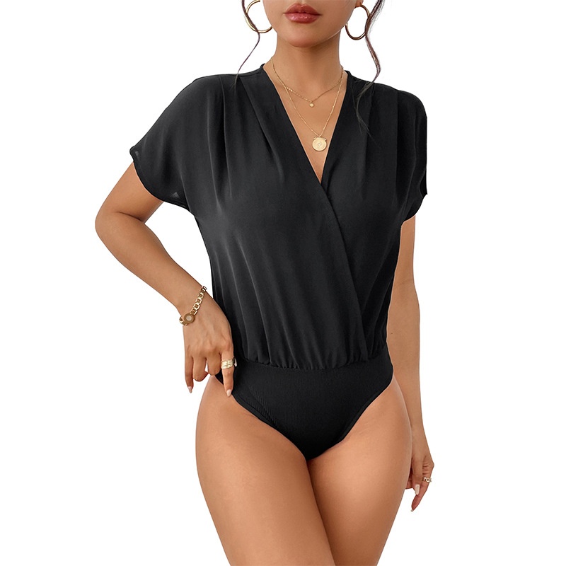 Women's V-Neck Wrap Bodysuit Blouse