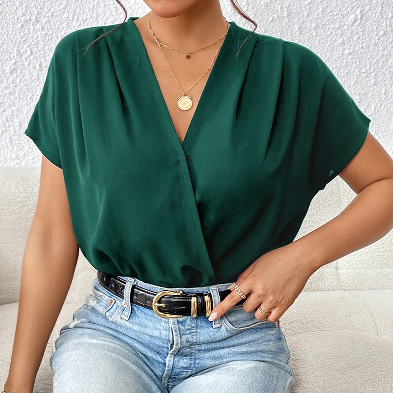Women's V-Neck Wrap Bodysuit Blouse