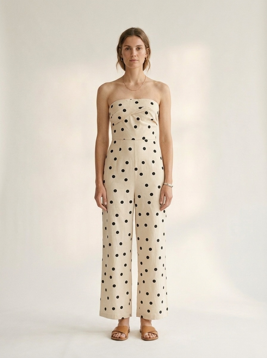 Combinaison bustier à pois à jambes larges