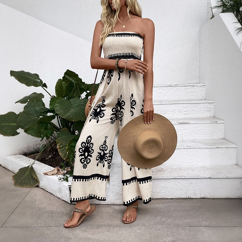 Combinaison bustier à jambes larges et imprimé tribal bohème