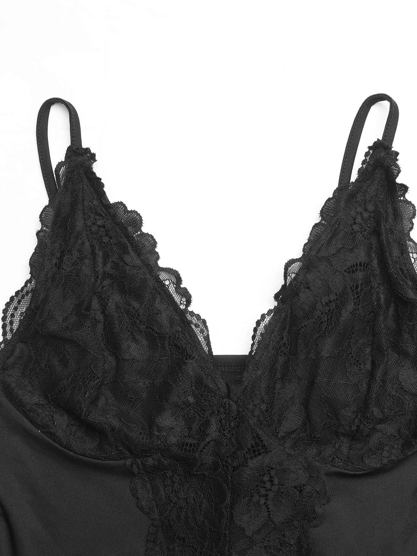 body à bretelles fines en dentelle noire