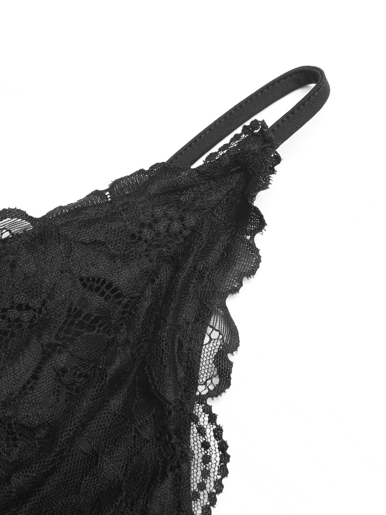 body à bretelles fines en dentelle noire