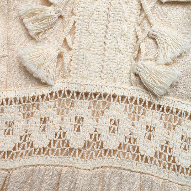 Combinaison bohème en dentelle à franges et col en V à jambes larges pour femmes