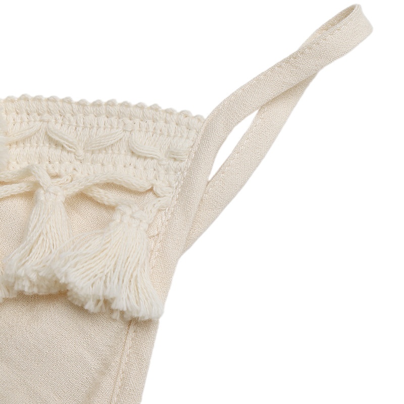 Combinaison bohème en dentelle à franges et col en V à jambes larges pour femmes