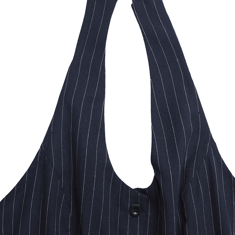 Halter Neck Pinstripe Wide Leg Jumpsuit