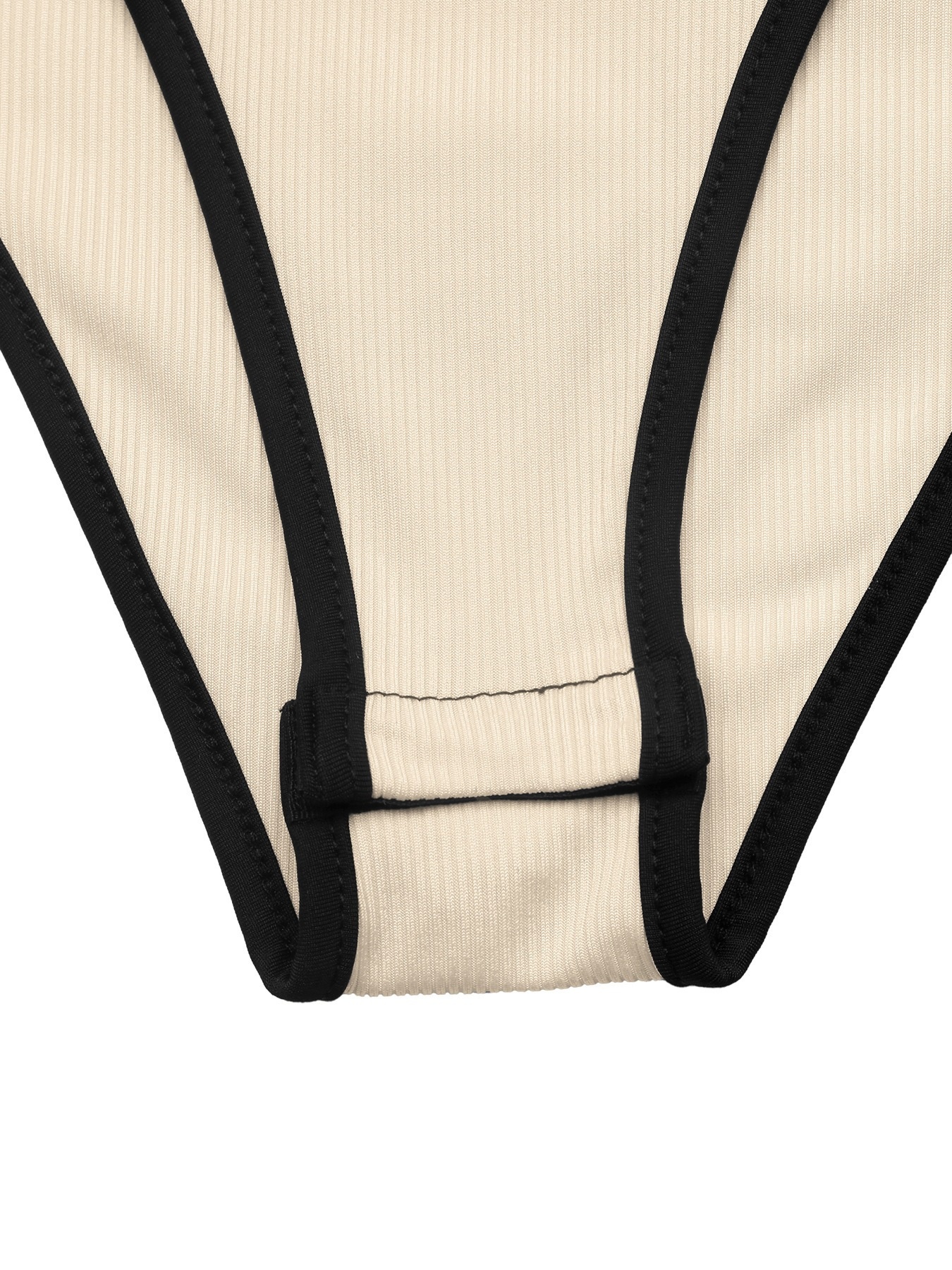 Ribbed Long Sleeve Henley Bodysuit in Beige