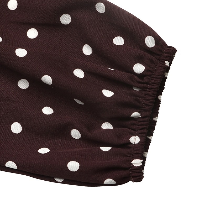 Polka Dot Ruffle V-Neck Long Sleeve Bodysuit Top
