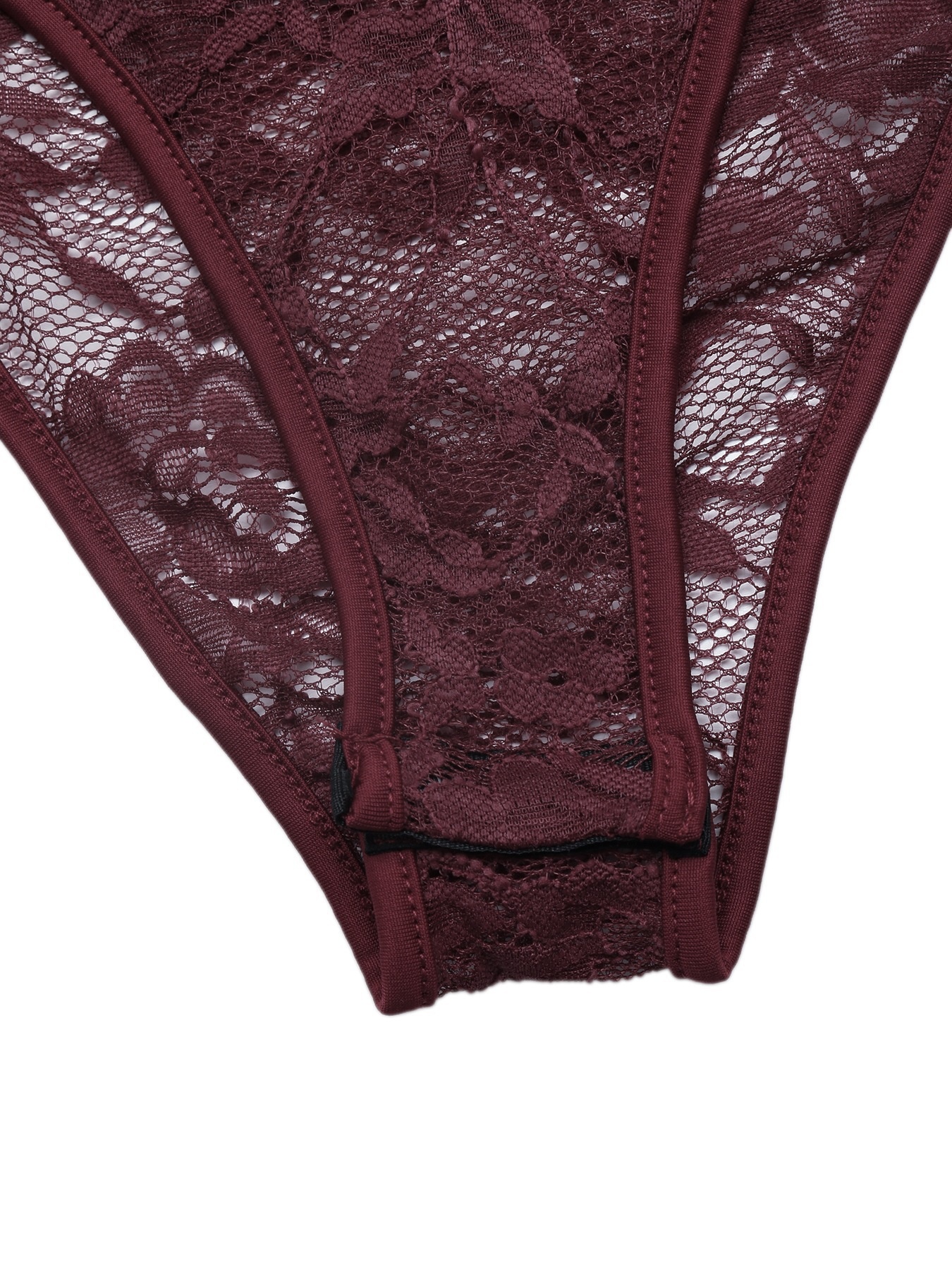 Women's V-Neck Tie Front Long Sleeve Lace Bodysuit