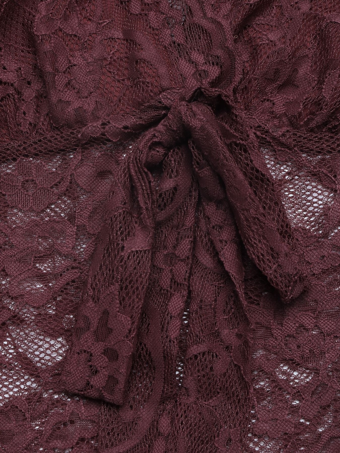 Women's V-Neck Tie Front Long Sleeve Lace Bodysuit
