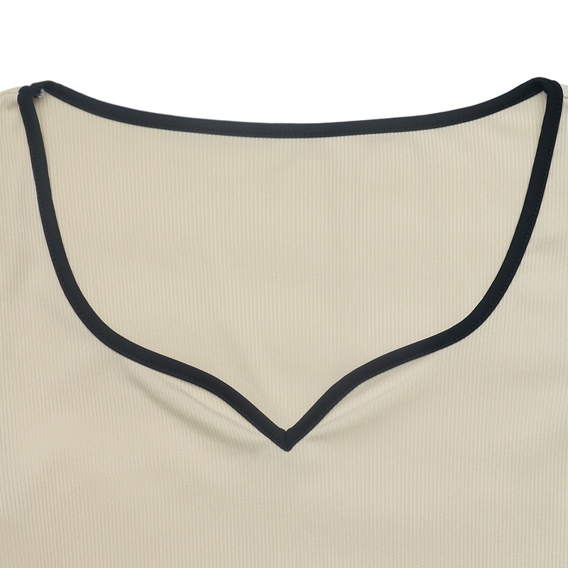 Contrast Trim Sweetheart Ribbed Bodysuit
