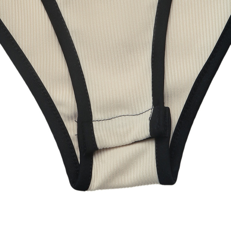 Contrast Trim Sweetheart Ribbed Bodysuit