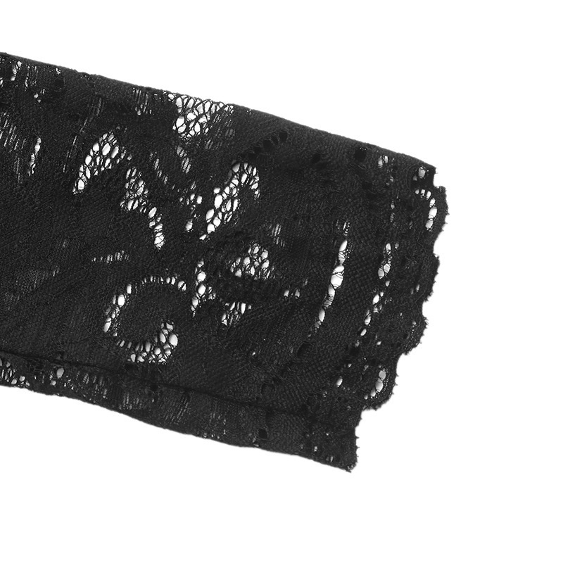 Women's Black Floral Lace Long Sleeve Wide Leg Jumpsuit