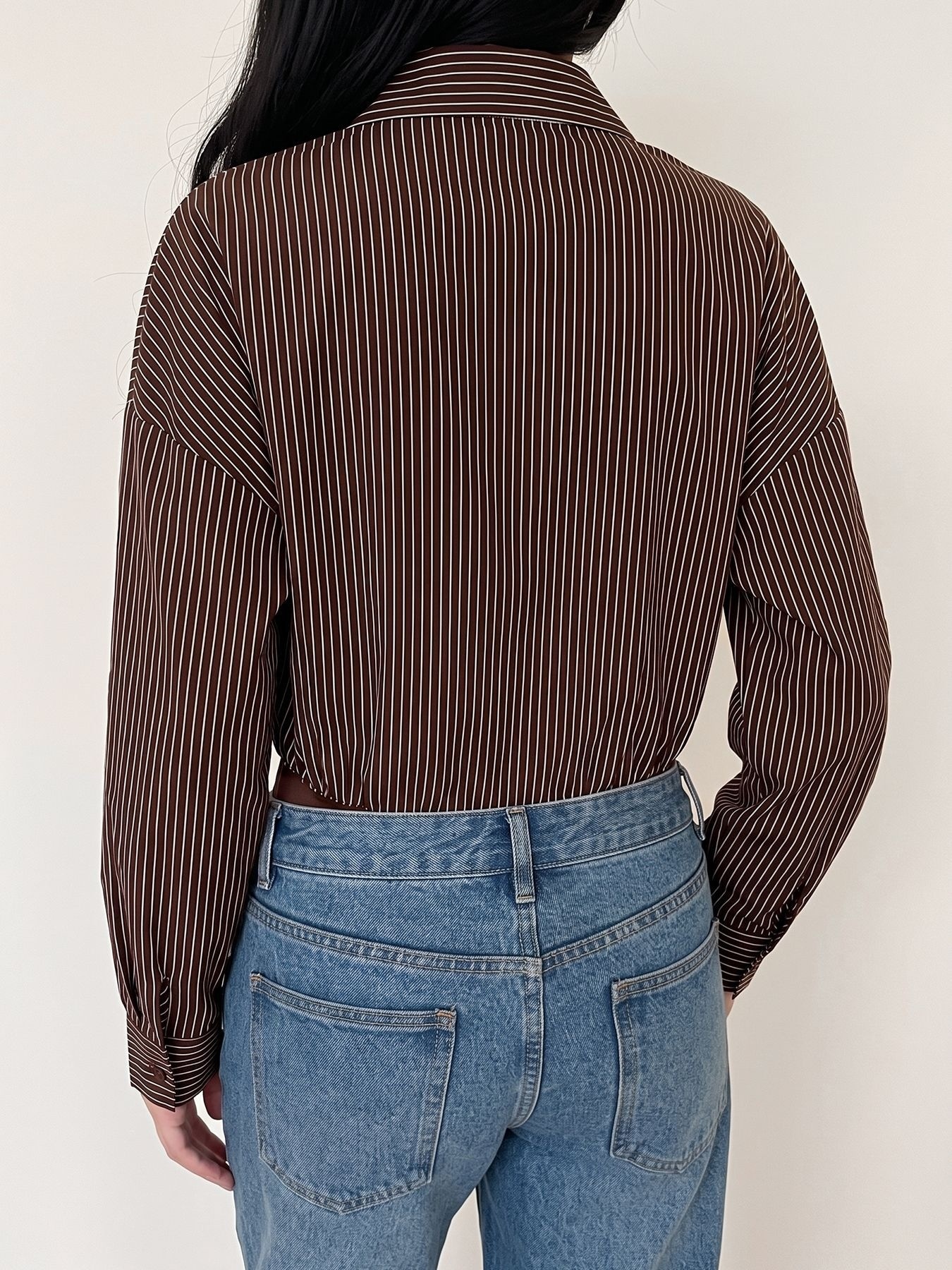 Women's Striped Long Sleeve Shirt Bodysuit