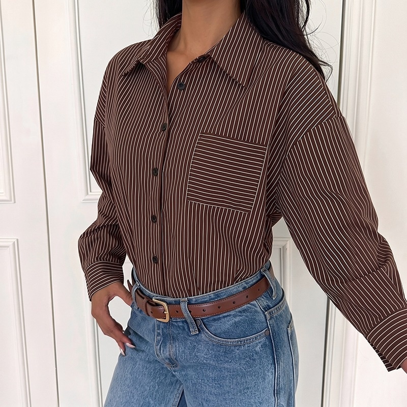 Women's Striped Long Sleeve Shirt Bodysuit