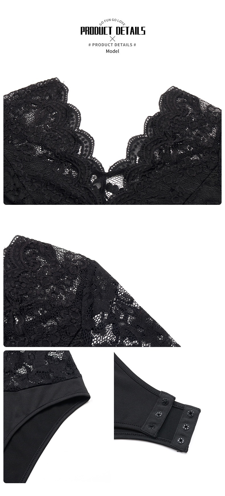 Women's Scalloped Floral Lace Long Sleeve Bodysuit