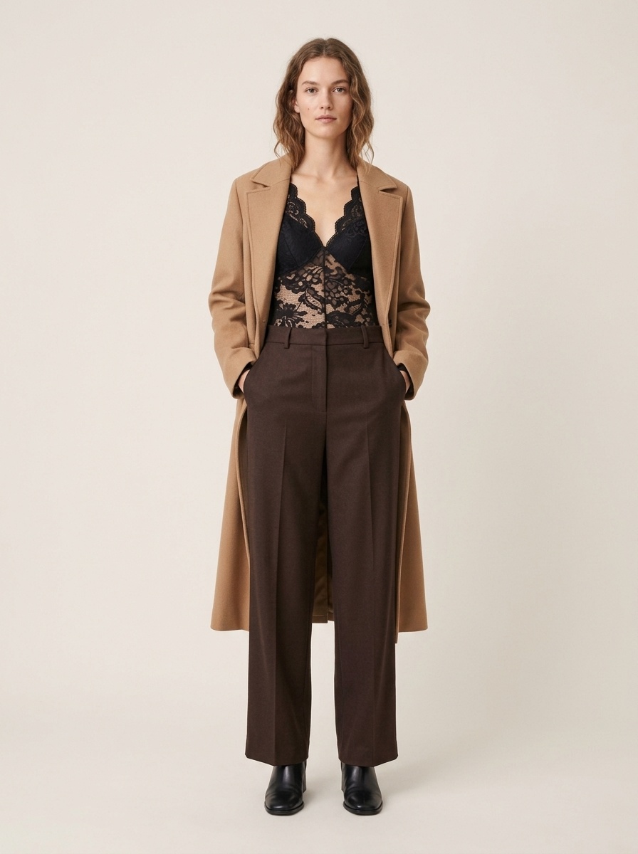 Women's Scalloped Floral Lace Long Sleeve Bodysuit