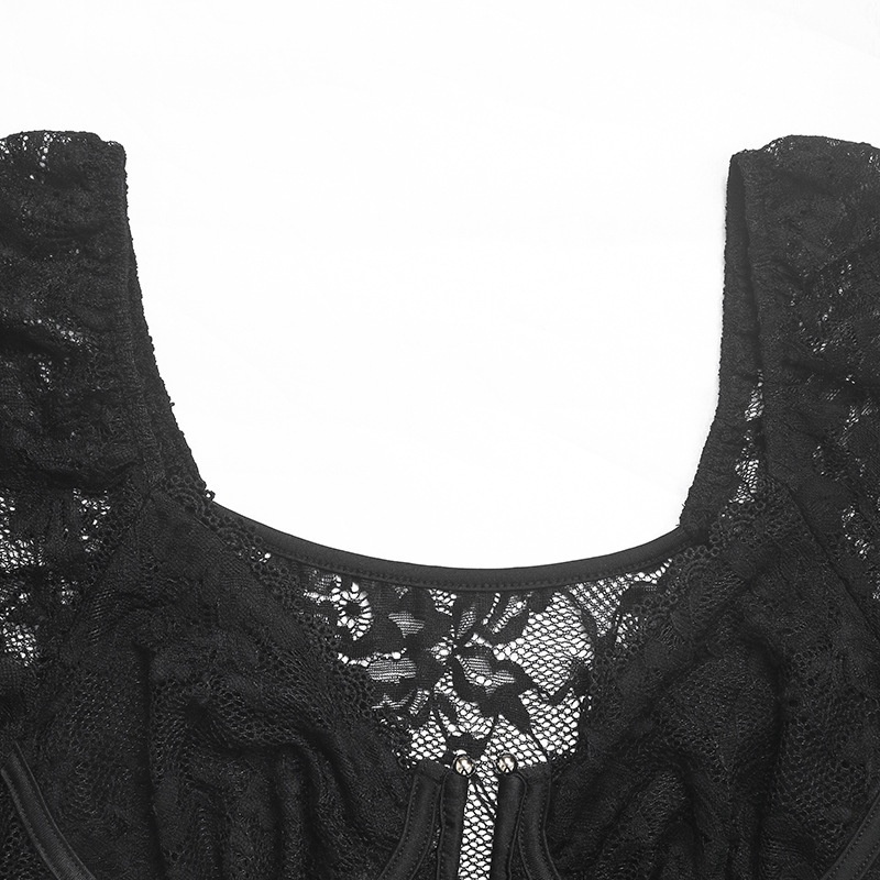 Women's Floral Lace Corset Bodysuit Long Sleeve Top