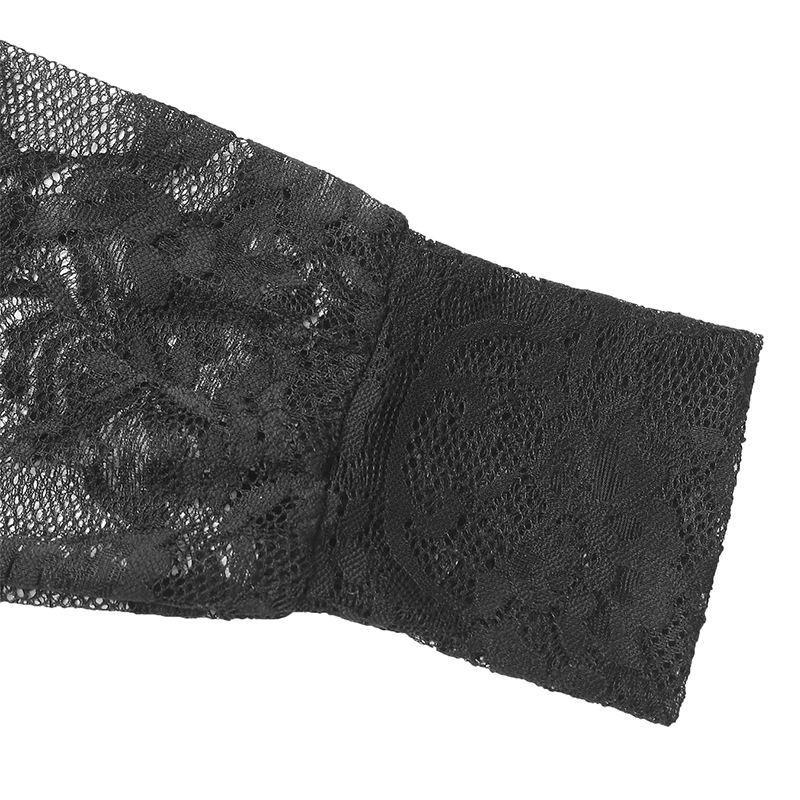 Body da donna a maniche lunghe con scollo a V e pizzo floreale