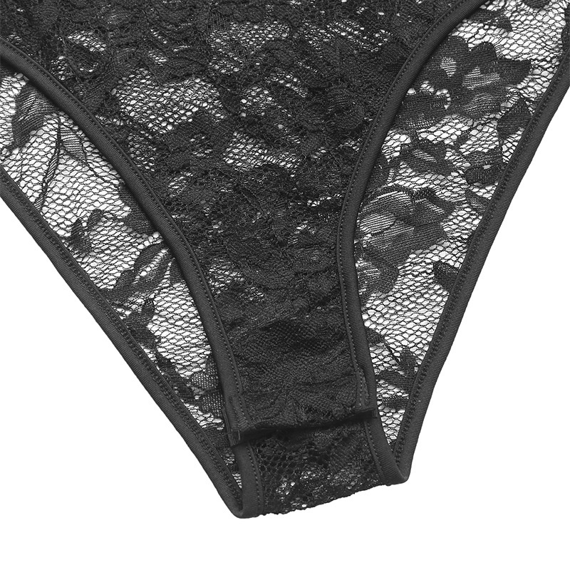 Body da donna a maniche lunghe con scollo a V e pizzo floreale