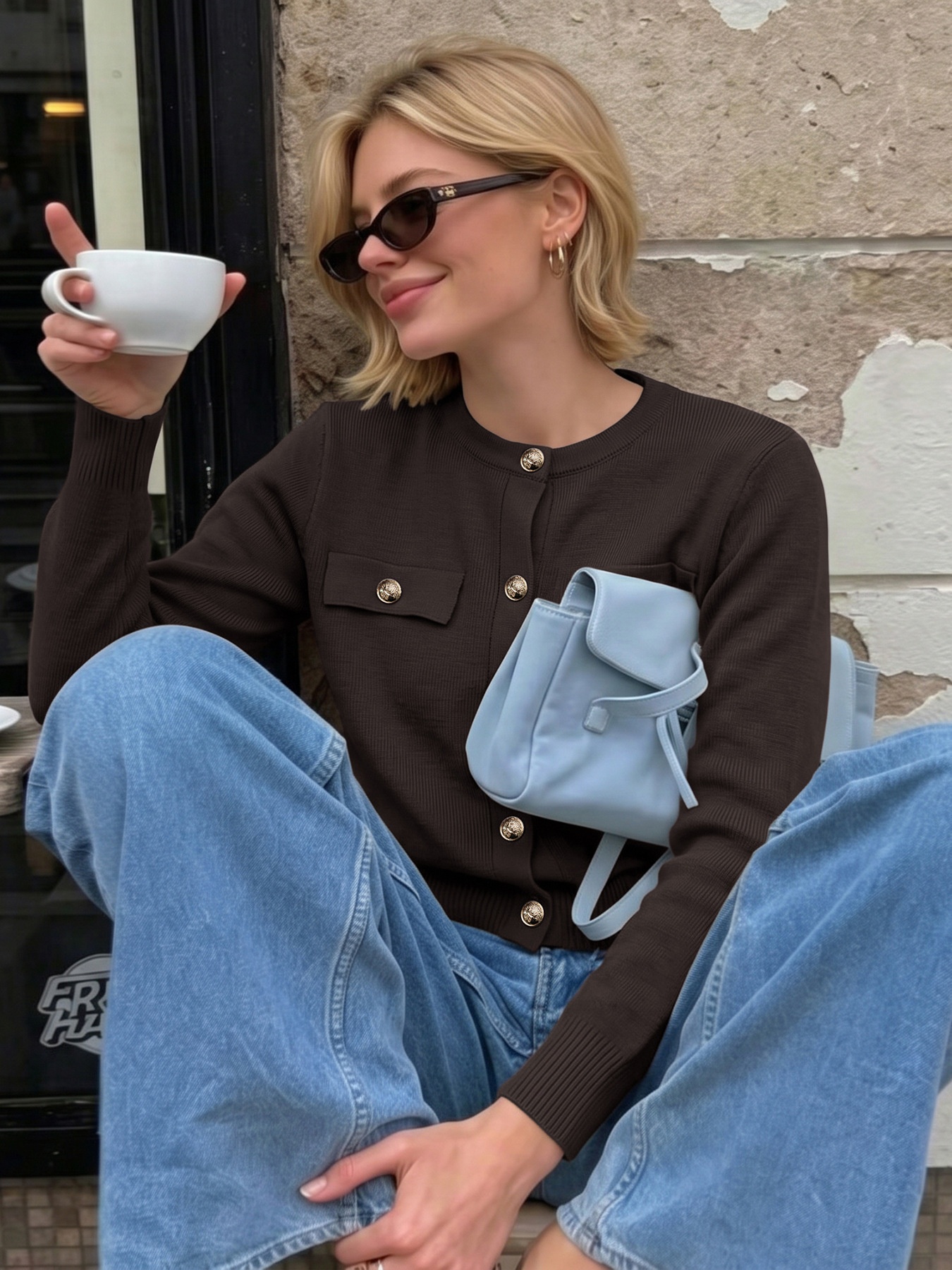 Women's Dark Brown Knit Cardigan