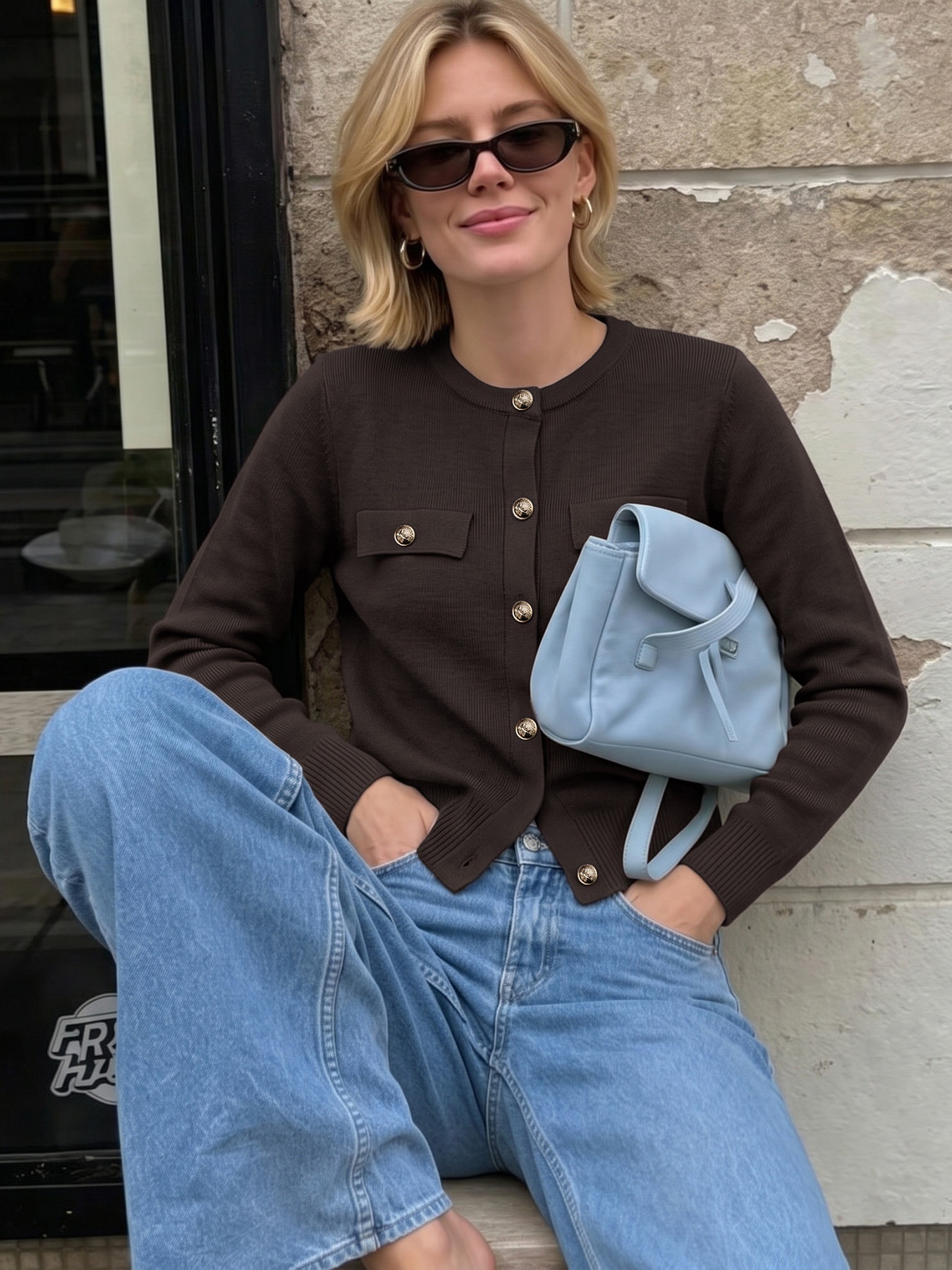 Women's Dark Brown Knit Cardigan