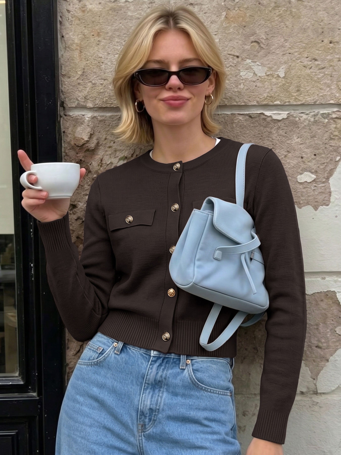 Women's Dark Brown Knit Cardigan