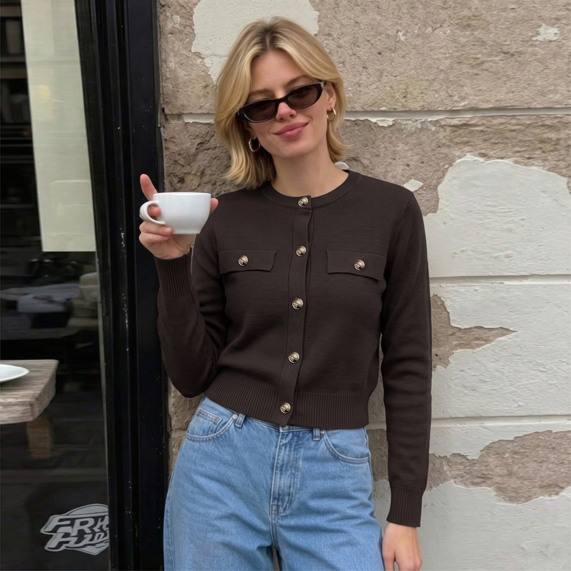 Women's Dark Brown Knit Cardigan