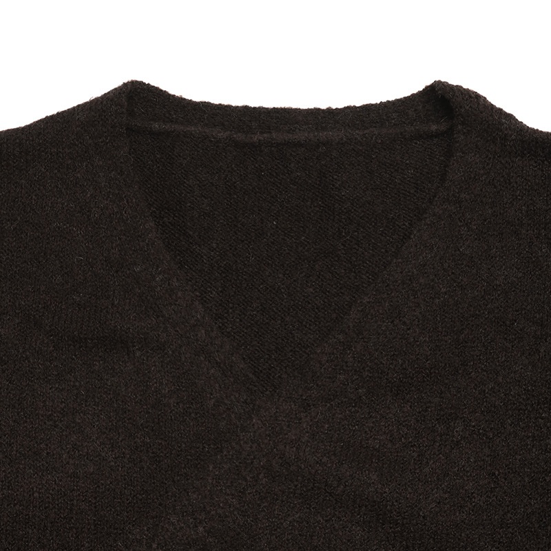 Women's Dark Brown Wrap Knit Cardigan with Tie Belt