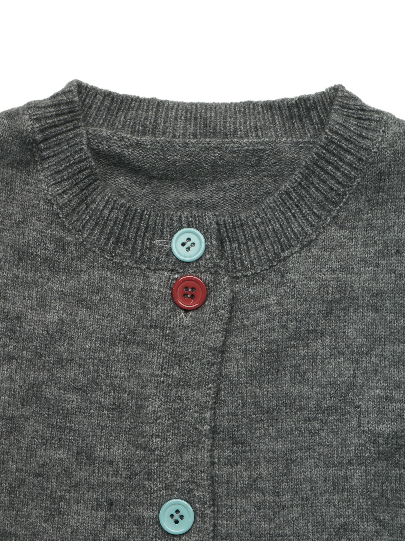 Women's Grey Crewneck Button-Down Knit Cardigan