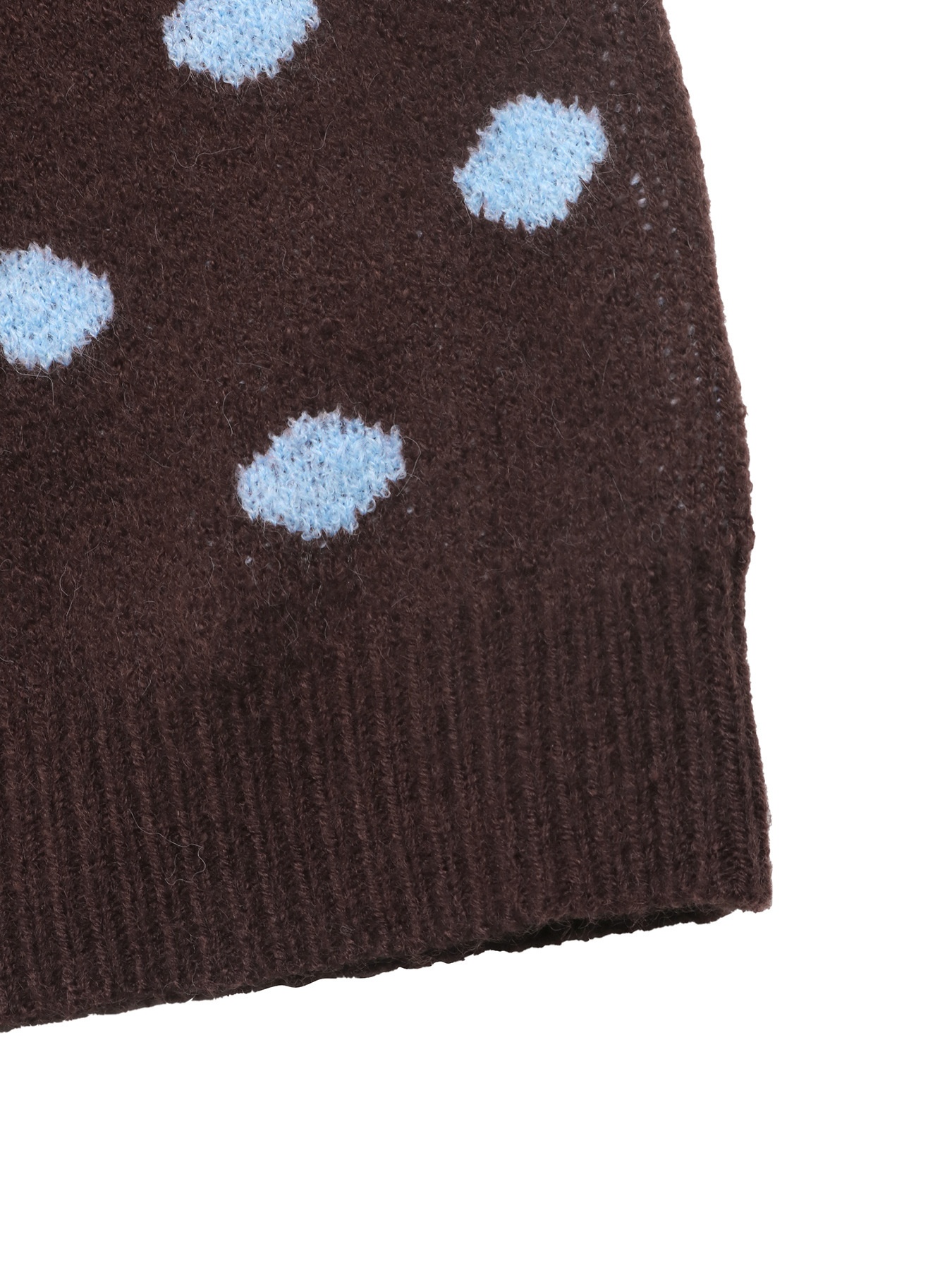 Women's Polka Dot Knit Cardigan Sweater in Brown
