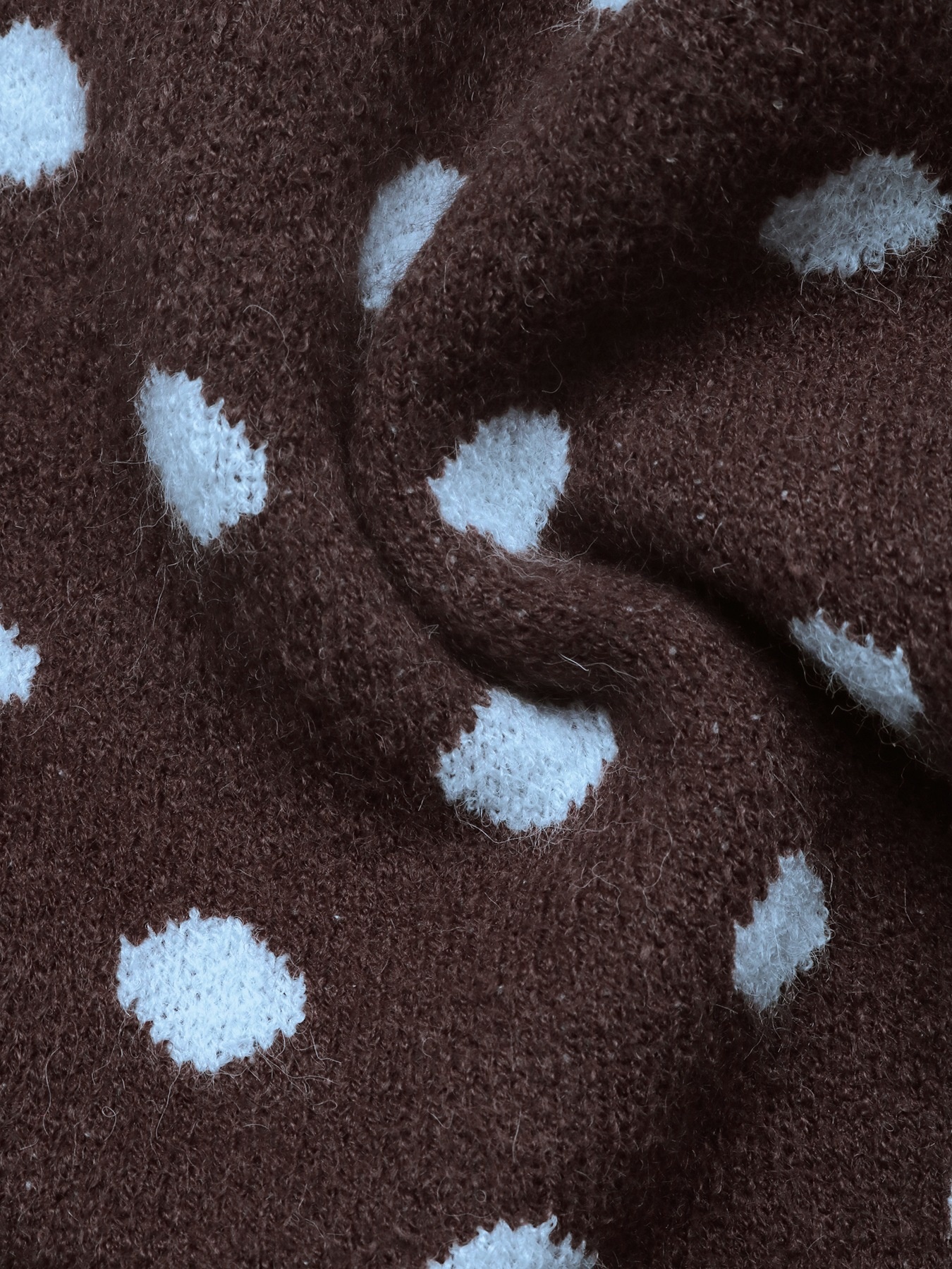 Women's Polka Dot Knit Cardigan Sweater in Brown