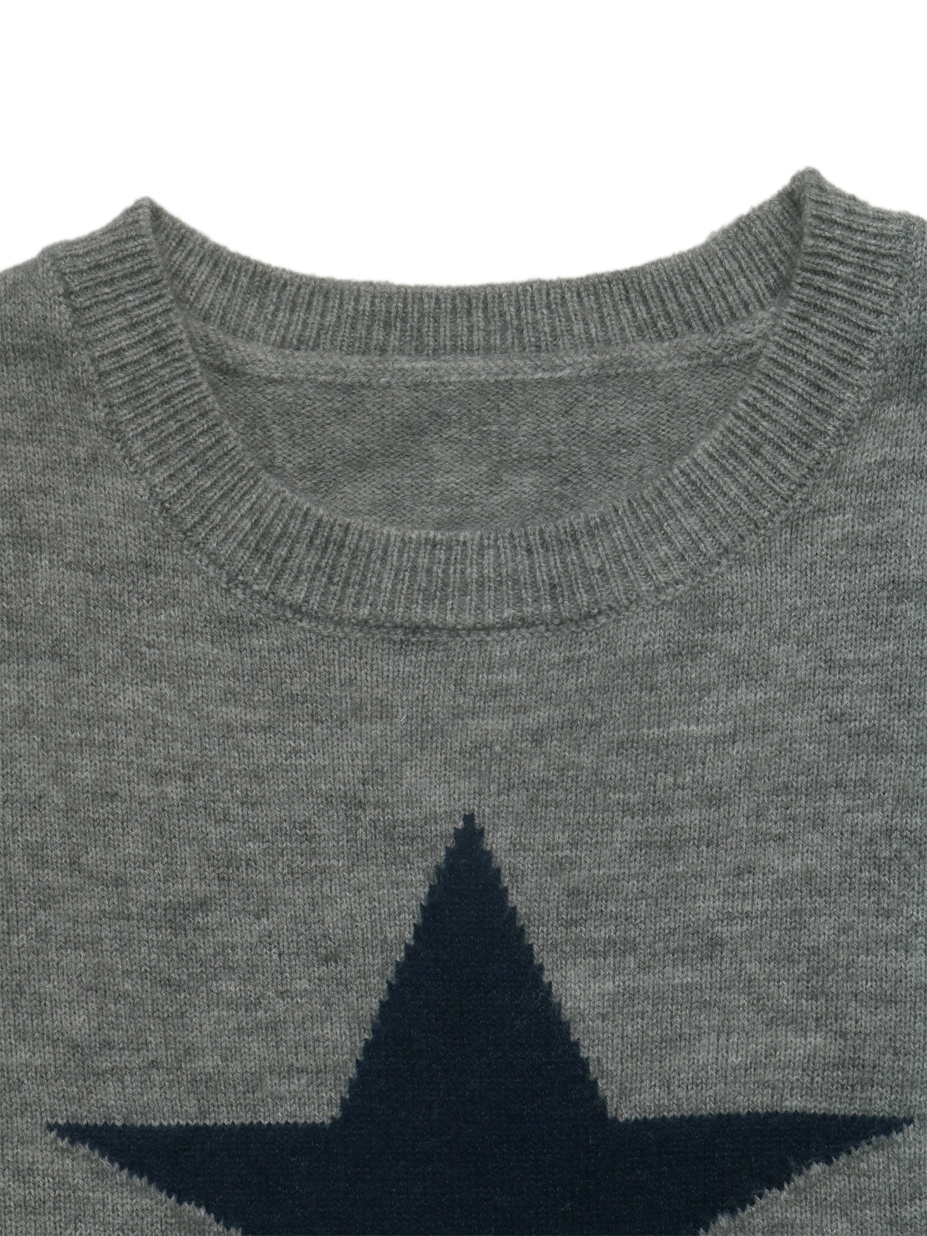 Women's Grey Star Motif Crewneck Knit Sweater