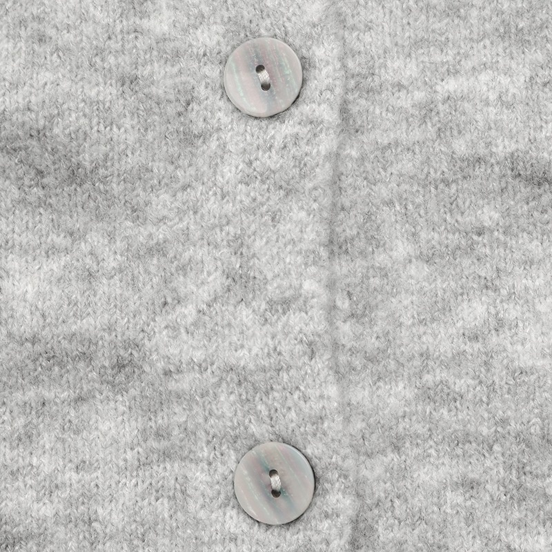 Women's Heather Grey Crew Neck Button Cardigan