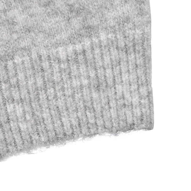Women's Heather Grey Crew Neck Button Cardigan