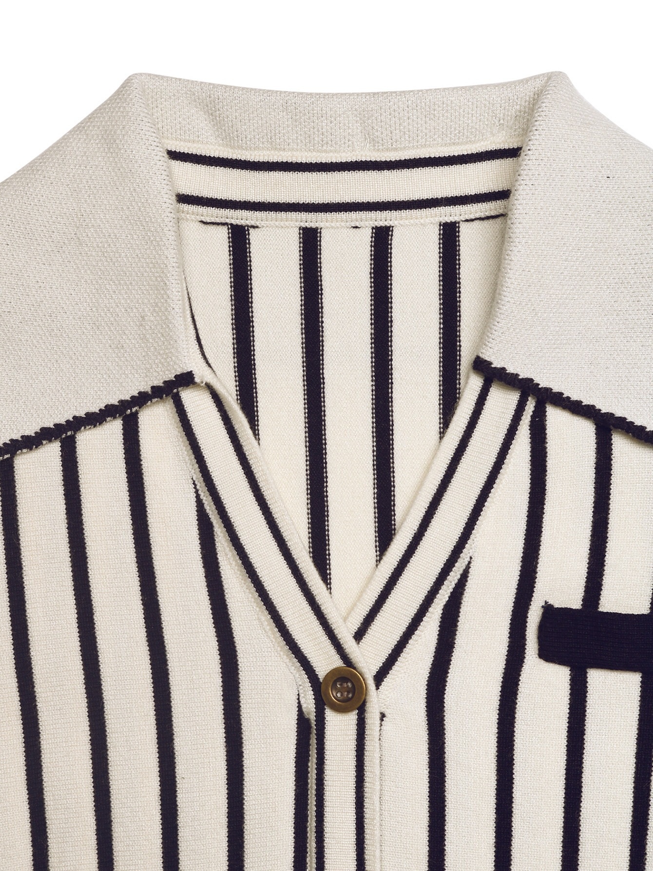 Striped Knit Button-Up Long Sleeve Polo Cardigan