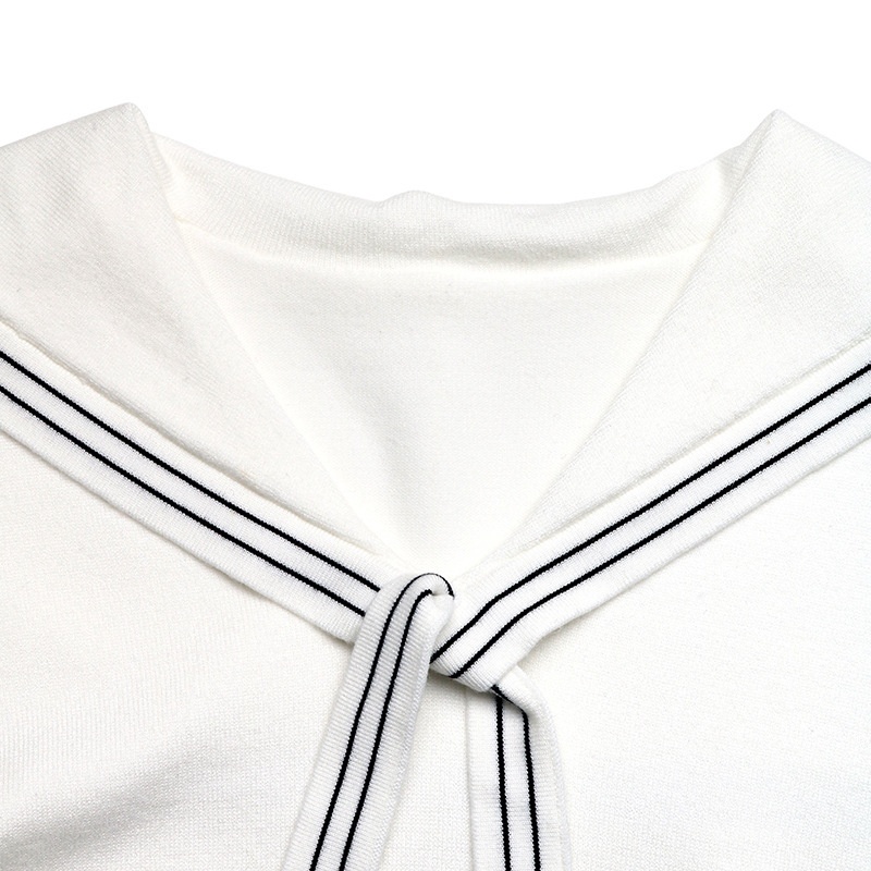 Women's Sailor Collar Tie Front Knit Sweater