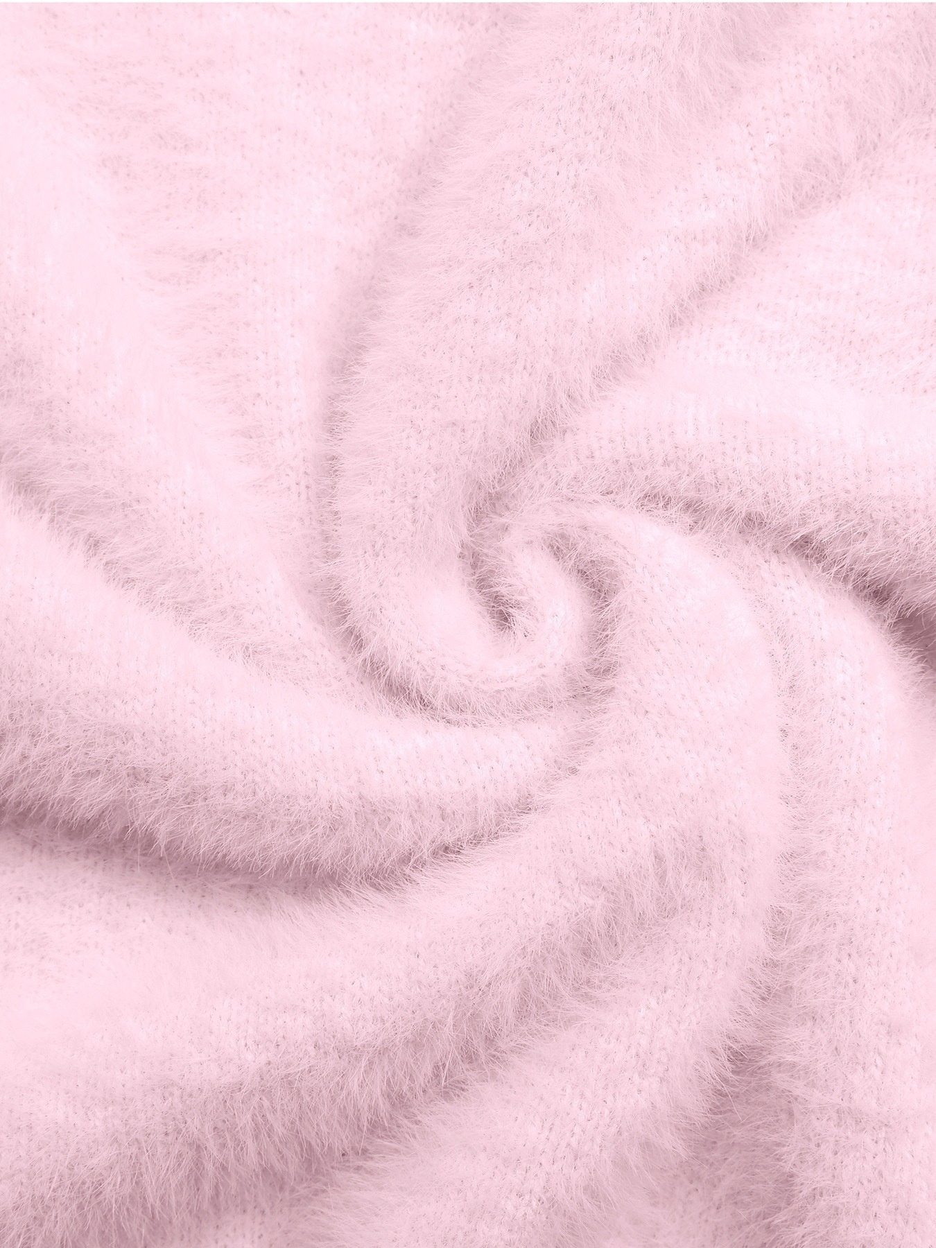 Women's Fuzzy Knit Long Sleeve Pullover Sweater in Pink