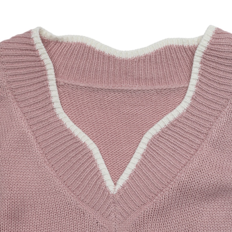 Women's V-Neck Openwork Knit Sweater