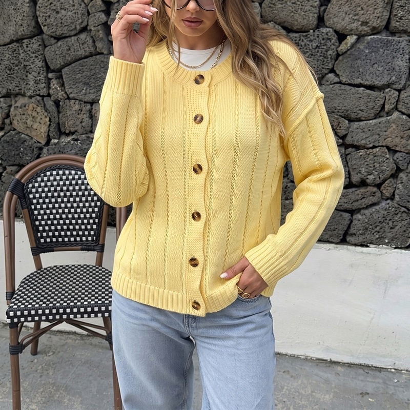 Women's Ribbed Button Down Knit Cardigan Sweater