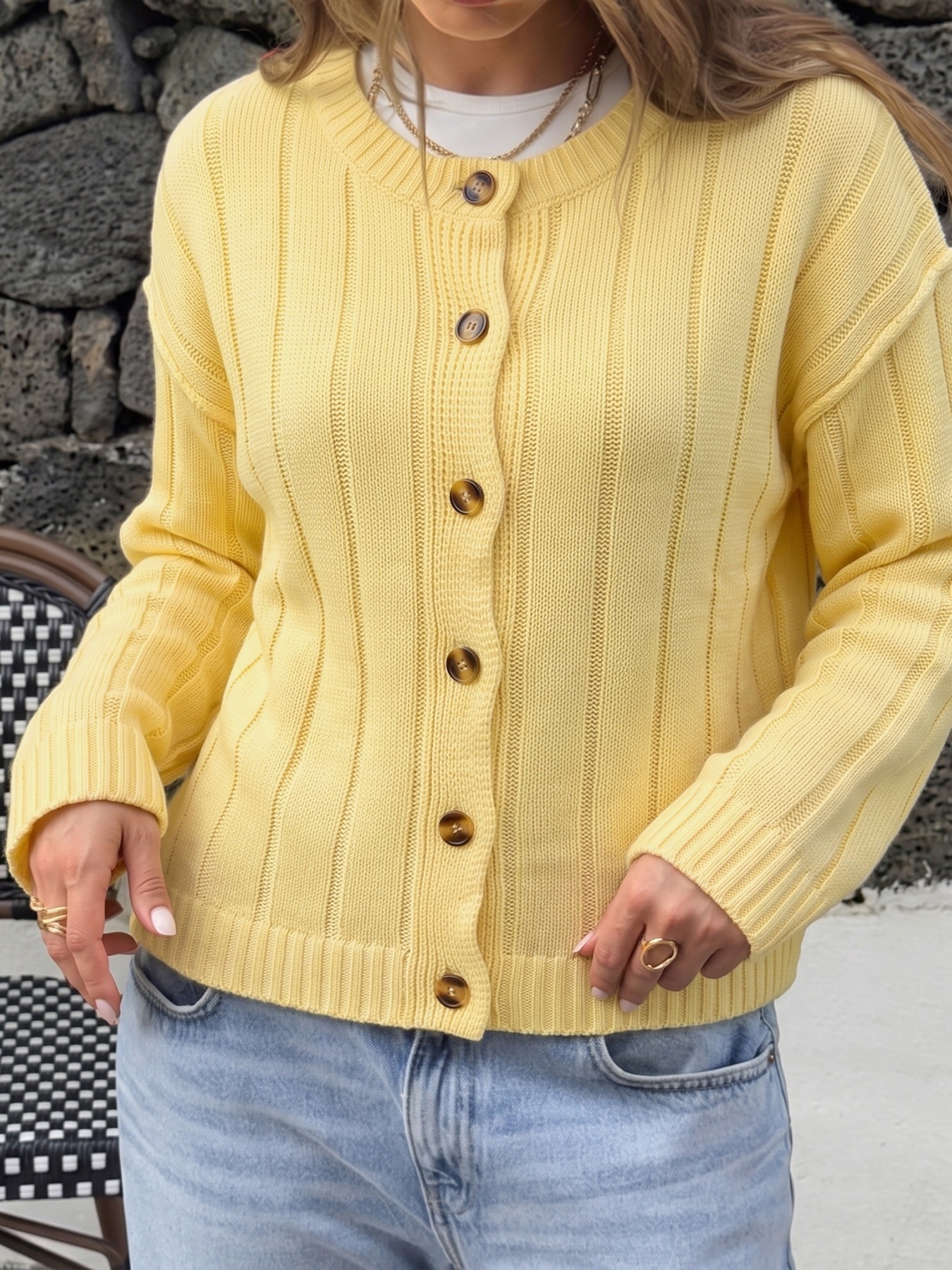 Women's Ribbed Button Down Knit Cardigan Sweater