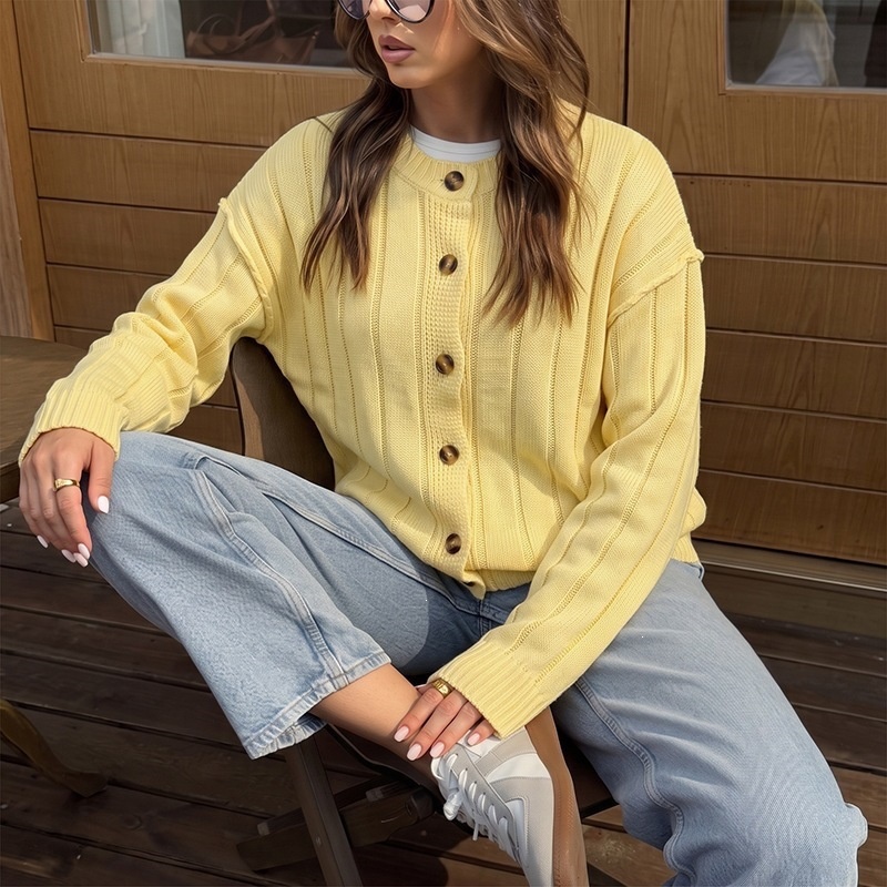 Women's Ribbed Button Down Knit Cardigan Sweater