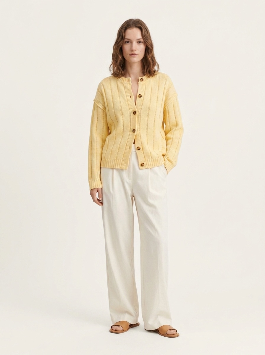 Women's Ribbed Button Down Knit Cardigan Sweater