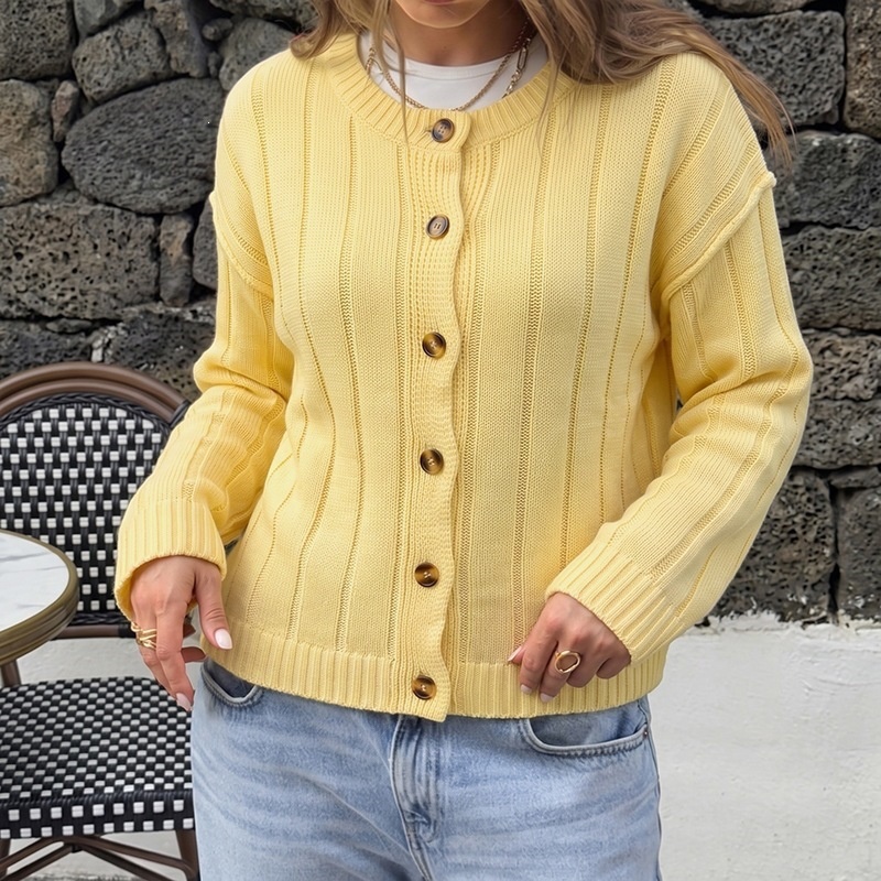 Women's Ribbed Button Down Knit Cardigan Sweater