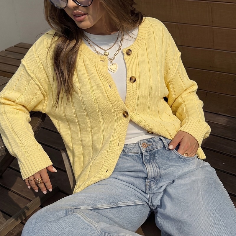 Women's Ribbed Button Down Knit Cardigan Sweater