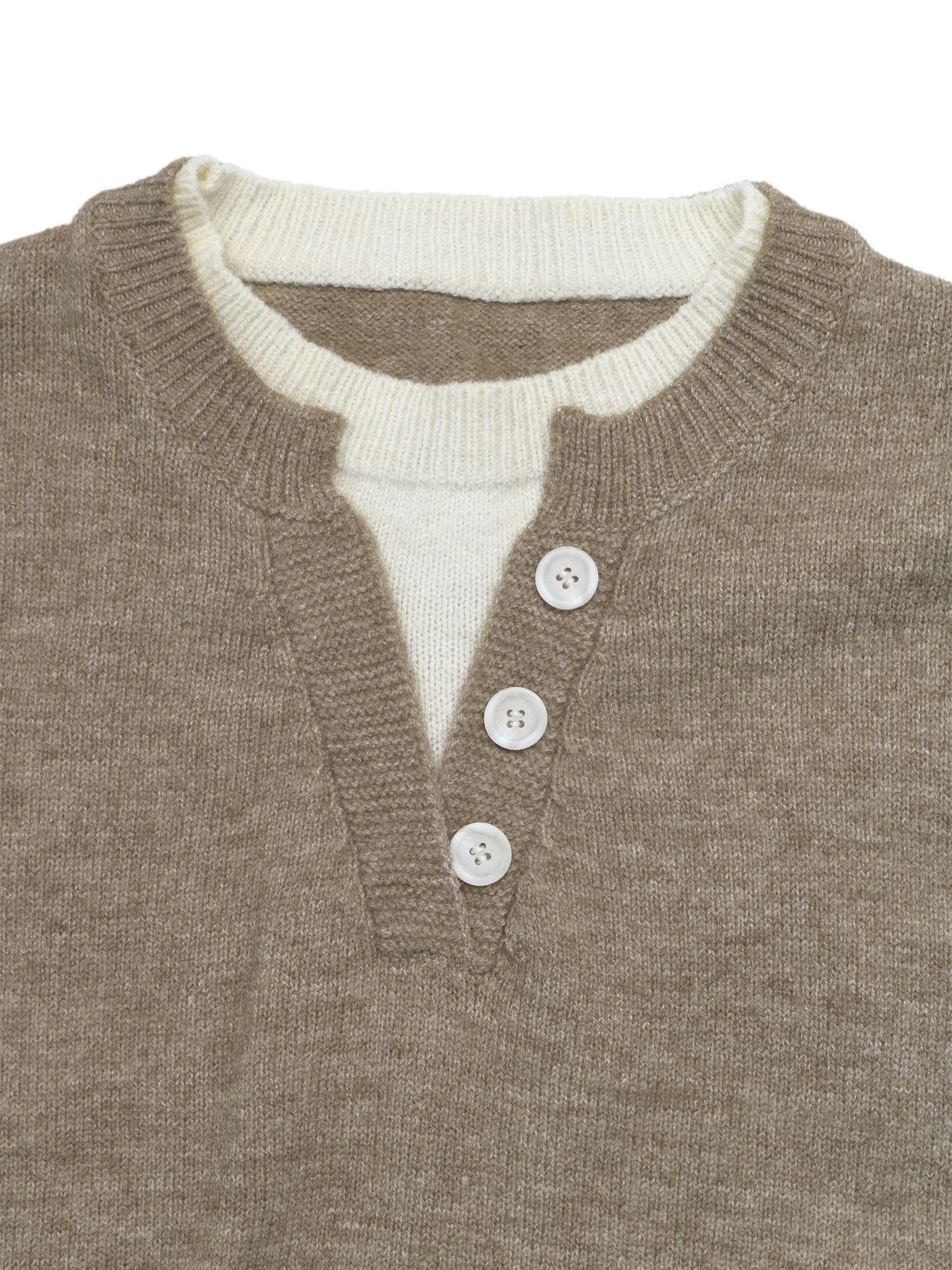 Women's Layered Look Henley Knit Pullover Sweater