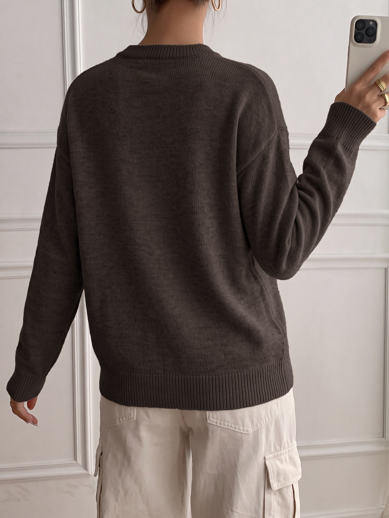 Women's Layered Look Henley Knit Pullover Sweater