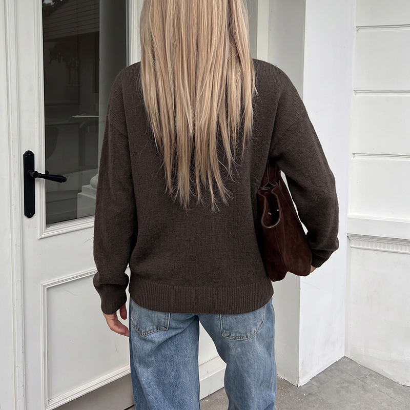 Women's Dark Brown Button-Down Knit Cardigan